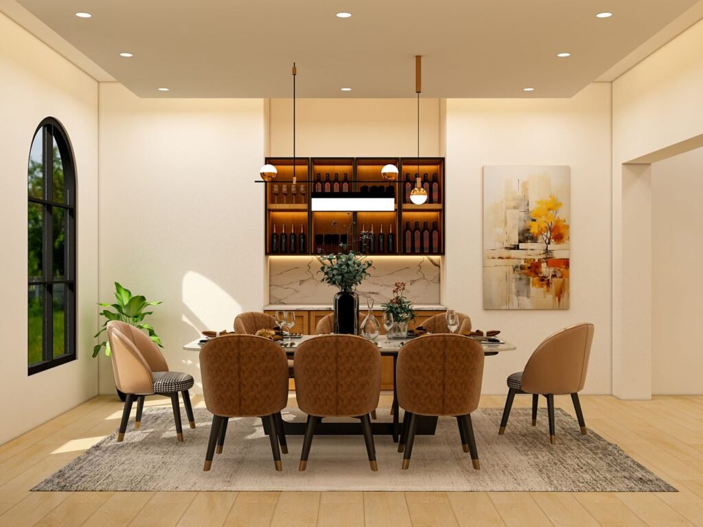 pexels-photo-35057475-35057475 Stylish dining room with elegant furniture and warm lighting for modern homes.